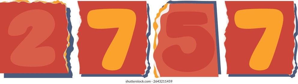 2757 Retro torn paper number Design art