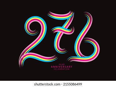 276 number design vector, graphic t shirt, 276 years anniversary celebration logotype colorful line, 276th birthday logo, Banner template, logo number elements for invitation card, poster, t-shirt.