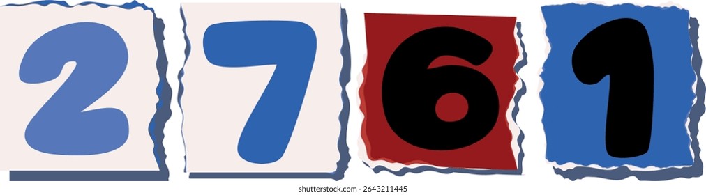 2761 Retro torn paper number Design art