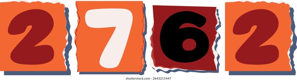 2762 Retro torn paper number Design art