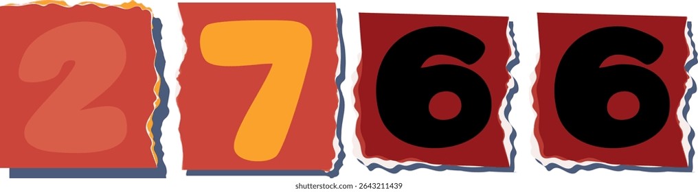 2766 Retro torn paper number Design art