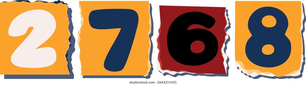 2768 Retro torn paper number Design art