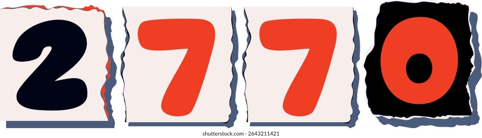 2770 Retro torn paper number Design art