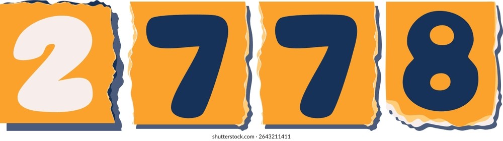 2778 Retro torn paper number Design art