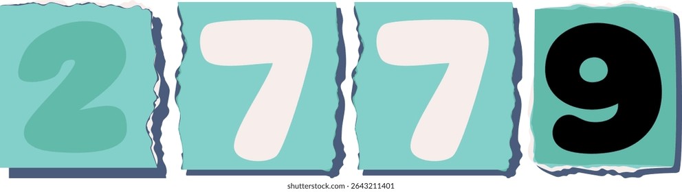 2779 Retro torn paper number Design art