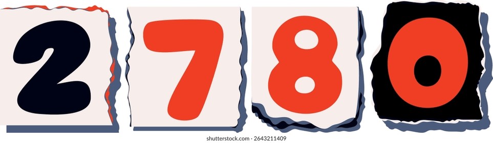 2780 Retro torn paper number Design art