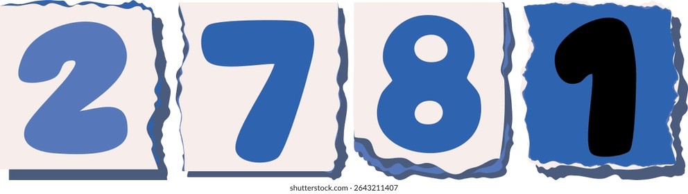 2781 Retro torn paper number Design art