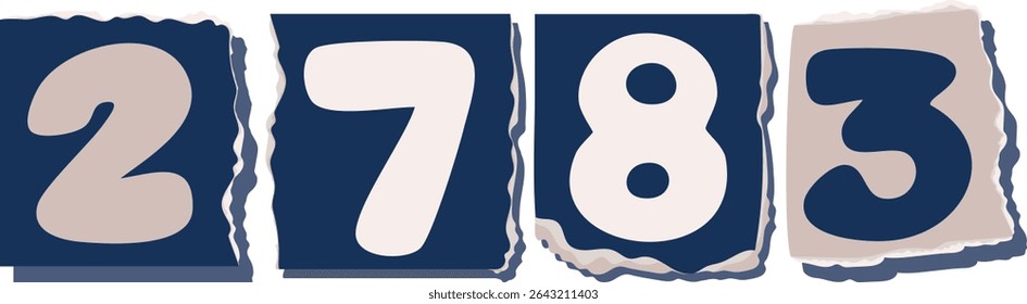 2783 Retro torn paper number Design art