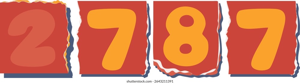 2787 Retro torn paper number Design art