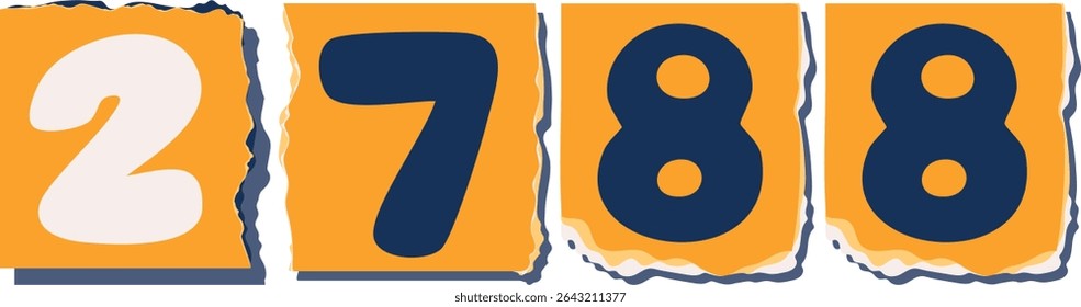 2788 Retro torn paper number Design art