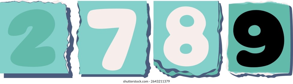 2789 Retro torn paper number Design art
