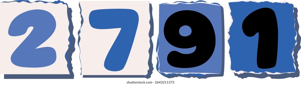 2791 Retro torn paper number Design art
