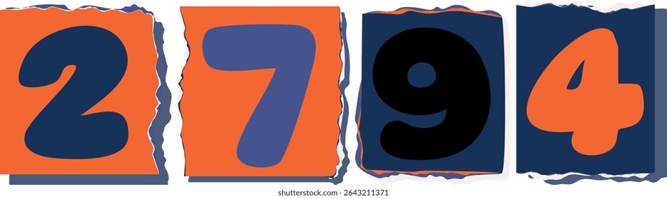2794 Retro torn paper number Design art