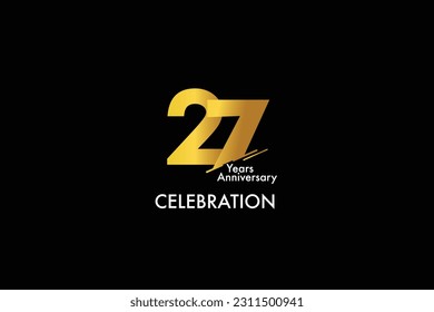 27th, 27 years, 27 year anniversary gold color on black background abstract style logotype. anniversary with gold color isolated on black background, vector design for celebration vector