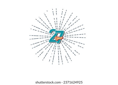 27th, 27 years, 27 year anniversary blue color number with line behind on white background for card, wallpaper, greeting card, poster-vector