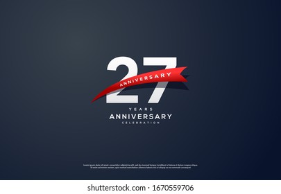 27th anniversary background with illustrations of white colored figures and the inscriptions below.
