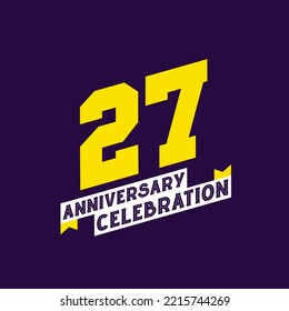 27th Anniversary Celebration vector design,  27 years anniversary