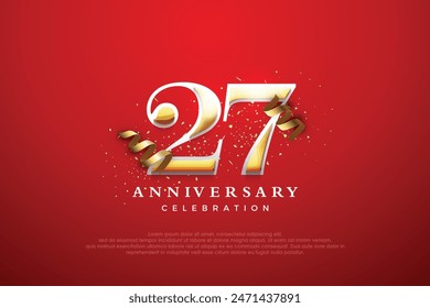 27th anniversary celebration, vector premium elegant and luxurious design. Premium vector background for greeting and celebration.