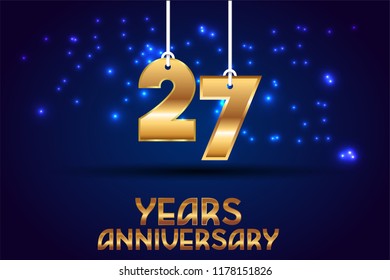 27th Anniversary gold numbers. background for anniversary