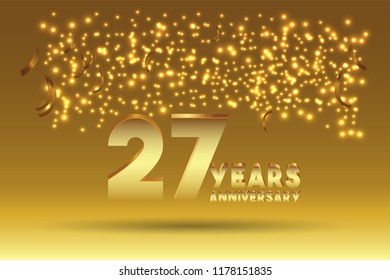 27th Anniversary gold numbers. background for anniversary