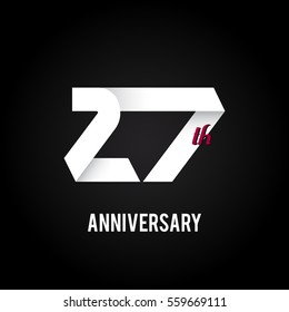 27th Anniversary  Logo Celebration, Flat Design Isolated on Black Background