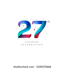 27th Anniversary Logo Design, Number 27 Icon Vector Template.