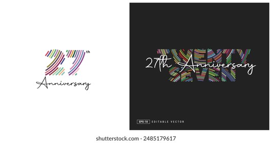 27th Anniversary Logo Design, Number 27 Vector Template.