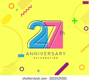 27th anniversary logo, vector design birthday celebration with colorful geometric background.