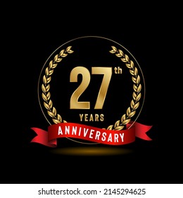 27th Anniversary logotype. Anniversary celebration template design for booklet, leaflet, magazine, brochure poster, banner, web, invitation or greeting card. Vector illustrations.