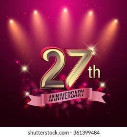 27th Anniversary, Party poster, banner or invitation - background glowing element. Vector Illustration.