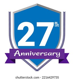 27th Anniversary. Anniversary sign collection isolated on white background. Vector Illustration EPS 10 File.