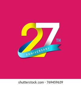 27th Anniversary simple emblems, template design for web, game ,Creative poster, booklet, leaflet, flyer, magazine, invitation card