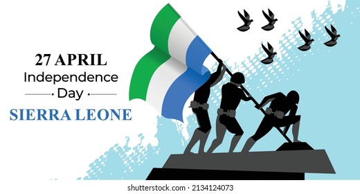 27th April, Independence day of Sierra Leone concept. Soldier Hand Holding Sierra Leone Flag Vector Illustaration