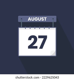 27th August calendar icon. August 27 calendar Date Month icon vector illustrator svg