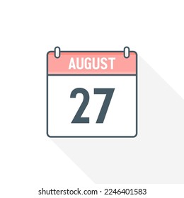 27th August calendar icon. August 27 calendar Date Month icon vector illustrator svg