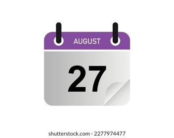 27th August calendar icon. August 27 calendar Date Month icon vector illustrator. svg