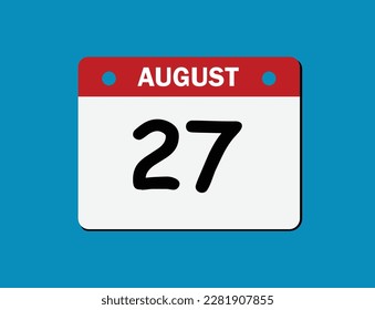 27th August calendar icon. August 27 calendar Date Month icon vector illustrator. svg
