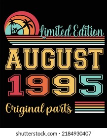 27th Birthday Vintage Legends Born In August 1995 27 Years Old Retro Birthday Ideas Beach Palm Tree