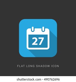 27th Calendar Flat blue long shadow Icon / Logo Design