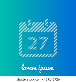 27th Calendar White stroke fill with blue & green gradient background Icon / Logo Design