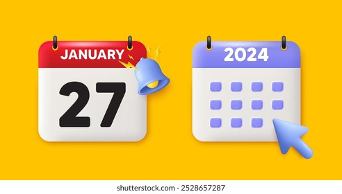 27th day of the month icon. Calendar date 3d icon. Event schedule date. Meeting appointment time. 27th day of January month. Calendar event reminder date. Vector