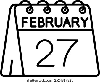 27th of February Line vector Icon Design