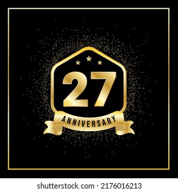 27th gold anniversary vector template