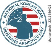 27th Of July National Korean War Veterans Armistice Day Badge, Emblem, Seal, Logo, Vintage Retro Logo, Stamp, Patch Design With USA National Flag Vector Illustration