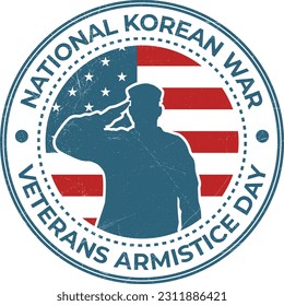 27th Of July National Korean War Veterans Armistice Day Badge, Emblem, Seal, Logo, Vintage Retro Logo, Stamp, Patch Design With USA National Flag Vector Illustration