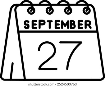 27 de septiembre Línea Vector Icon Design