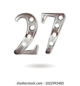 27th silver anniversary logo, ten years birthday celebration solated on white background