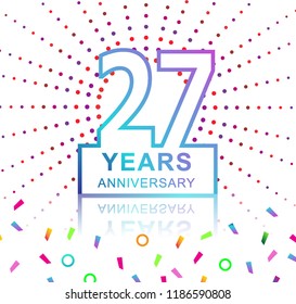 27th years anniversary celebration with colorful design with fireworks  and colorful confetti isolated on white background. for birthday celebration.
