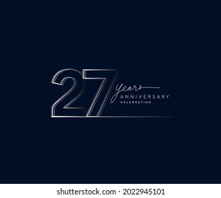 27th years anniversary celebration logotype with linked number. Simple and modern design, vector design for anniversary celebration.