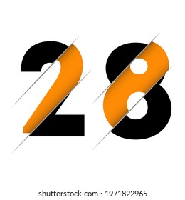 28 2 8 Number Logo Design with a Creative Cut and Black Circle Background. Creative logo design.